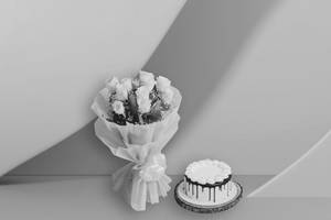 Brighten Up The Day Bouquet And Chocobar Cake [500 Gm]