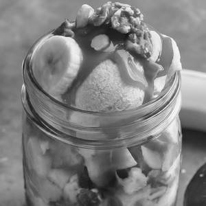 Caramel Walnut Apple Banana Sundae