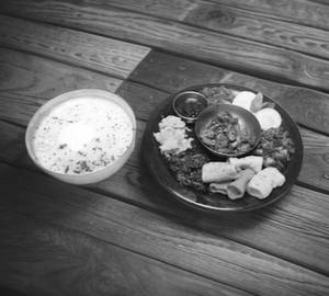 Mushroom Bhaja Pakhala Thali