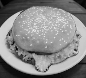Cheese Paneer Burger with fries
