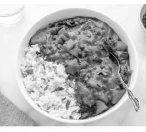 Aloo Matar Rice Bowl + Salad