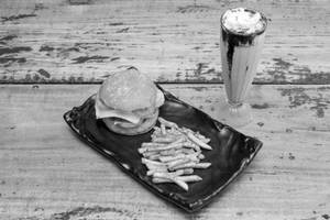 Veg Cheese Burger And Fries