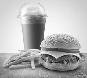 Chicken Patty Burger + Peri Peri Fries + Cold Coffee