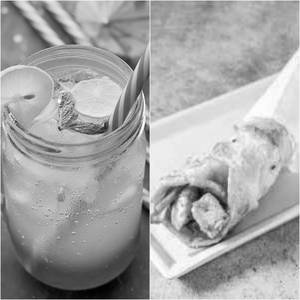 Egg Roll With Blue Lagoon Mocktail