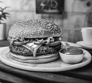 Veg Burger with fries And Cold Coffee