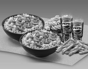 2 Value Rice Bowl Non Veg+1 Small Fries+1 Cinnamon Twists+2 Pepsi Zero