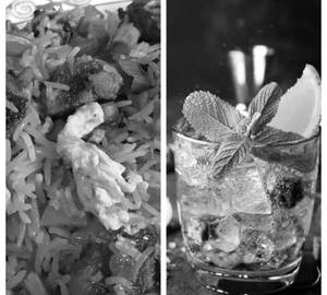 Schezwan Egg Fried Rice+Blue Lagoon Mocktail