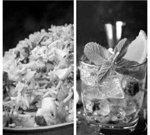 Egg Fried Rice+Blue Lagoon Mocktail