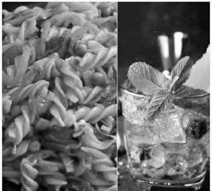Masala Pasta+Blue Lagoon Mocktail