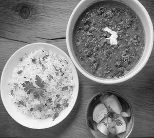 Jeera Rice (1/2) + Dal Fry (1/2) + Mix Veg (1/2)