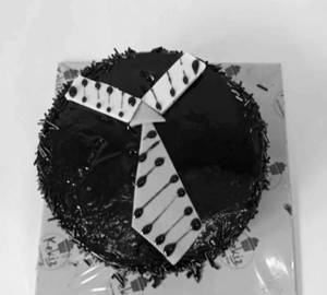 Father Theme Chocolate Cake with Fondant Collar and Buttons (500 Gram Eggless)