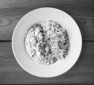 Chicken stroganoff served with herb rice