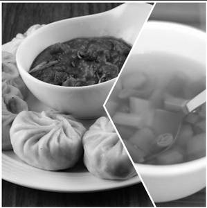 Veg Momo 8pcs & Veg Clear Soup
