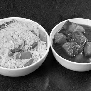 Veg Pulao + Pork Curry