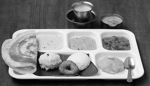 Mini Tiffin (Masala Dosa + Mini Idly + Pongal + Vada + Sweet + Potato Masala + Chuttney + Sambar)