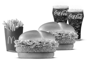 2 Crispy Veggie Burger  + Fries (L) + 2 Coke