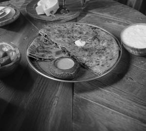 Methi Paratha with creamy curd  Spicy Green Mirchi Achar