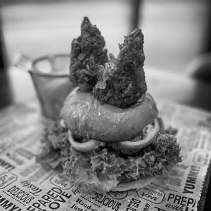 Devils Double Fried Chicken Burger