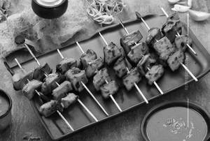 Barbecue Paneer Satay 