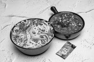 Veg hakka noodles with veg manchurian