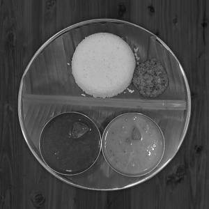 Rice +  sambar + rasam + masala vada