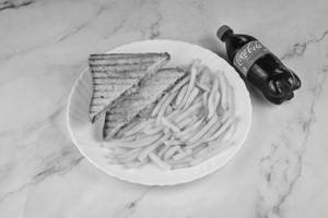 Veg Grilled Sandwich with French Fries and coke (250ml)