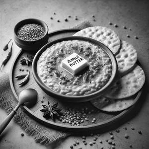 Amul Butter Dal Khichadi + Papad +sweet