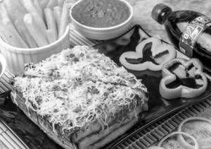 Cheese mexican sandwich [3 layer] with french fries and coke soft beverage [250 ml]
