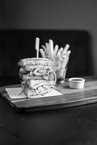 Chicken Sausage & Oozy Cheese Sandwich With Caramelised Onions