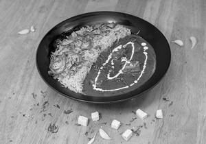 Burnt Garlic Rice With Paneer Makhani