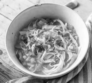 Chicken mushroom noodles soup