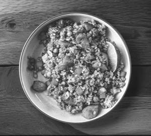 Brown garlic fired rice  [chicken]