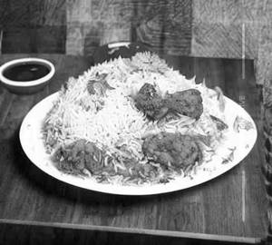 Fried chicken biryani