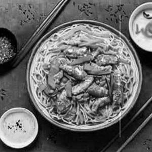 Korean chicken noodles rice