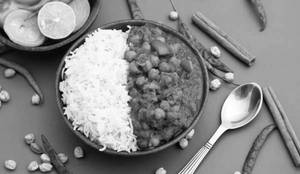 Punjabi Chole Rice Bowl + Pickle + Salad