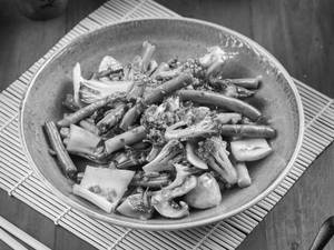 Five Exotic Greens Stir Fry With Burnt Garlic