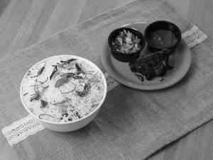 Ghee Rice + Chicken Fry +salad +pickle