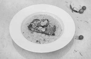 Creamy Saffron Risotto With Grilled Sole Fish Basil & Pine Nut