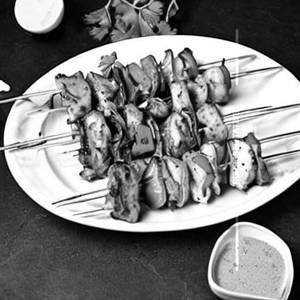 Grilled Fish Skewers In Lemon Butter Garlic Sauce