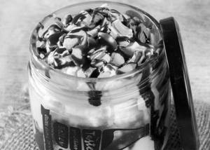Brownie with vanilla ice cream with nuts