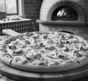 Chicken paneer and mushroom pizza