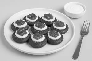 Red Velvet Strawberry Cream Cheese Mini Pancakes [8 Pieces]