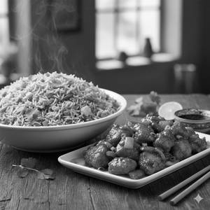 Veg Fried Rice + Chilli Chicken