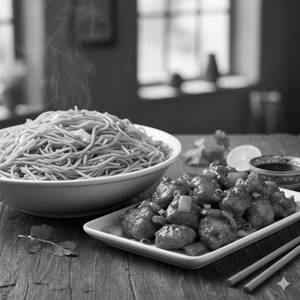 Veg Noodles + Chilli Chicken