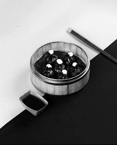 Charcoal Black And White Dimsum