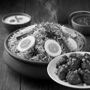 Egg Biryani +Pepper Chicken Dry (1/2) (Boneless)