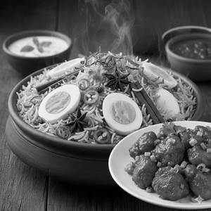 Egg Biryani + Chilli Chicken Dry (1/2)