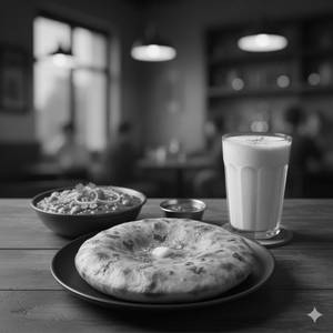 Aloo Kulcha with Chana + Lassi