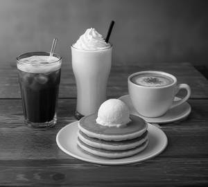 Banana Chocolate Pancake With Ice Cream + cold coffee/ Hot Coffee/ Milkshake