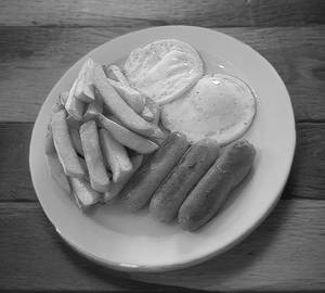 Eggs & Chips With chicken Sausage